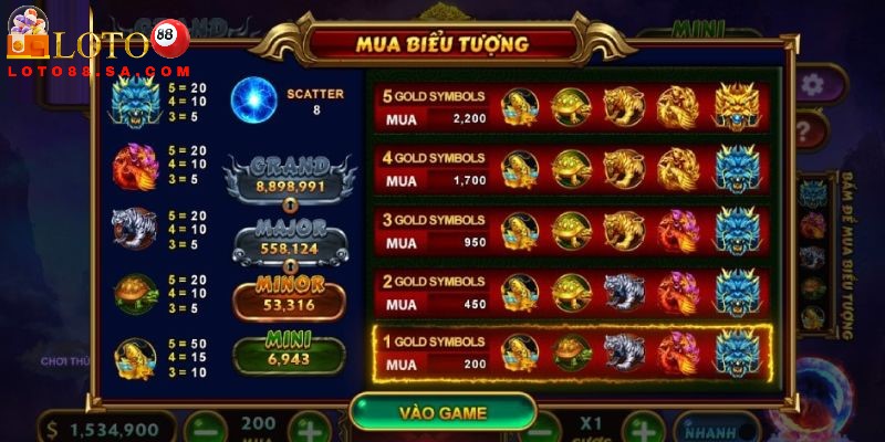 Đa dạng biểu tượng trong nổ hũ Thần Thú